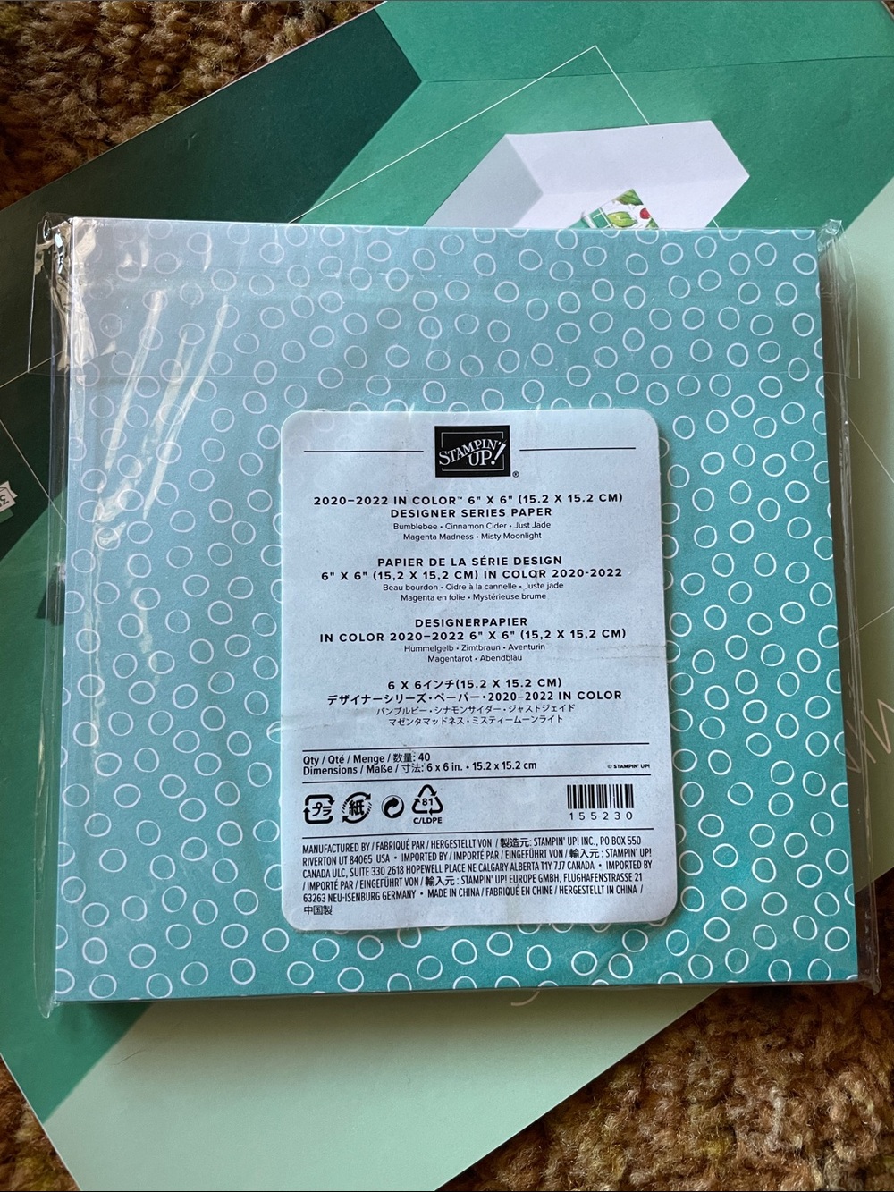 Stampin' Up! In Color 20-20 Aqua Polka Dot Designer Series Paper - 6" x 6"